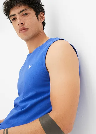 Lot de 2 débardeurs marcel 100% coton • blanc+bleu brillant • Boutique bonprix