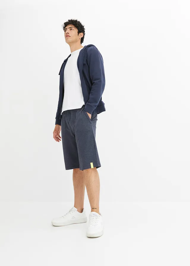Bermuda sweat, coupe regular, Couleur: bleu foncé chiné