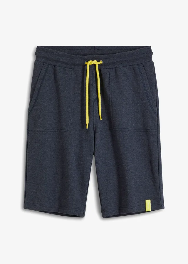 Bermuda sweat, coupe regular, Couleur: bleu foncé chiné