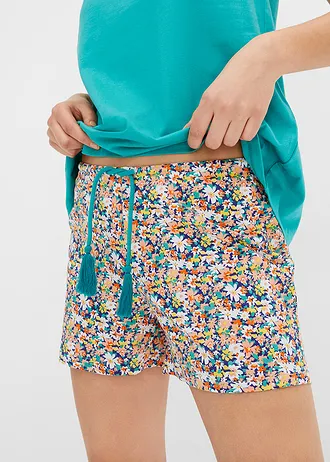 Shortama met kant • mat turkoois gebloemd • bonprix online shop