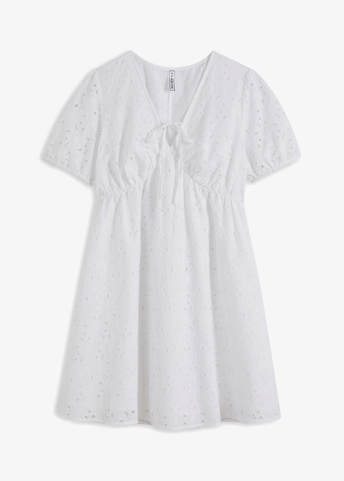 Jurk met broderie anglaise • wit • bonprix online shop