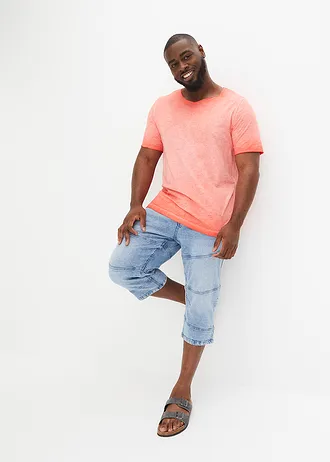 T-shirt van biologisch katoen in washed out look, Kleur: kaneelrood used