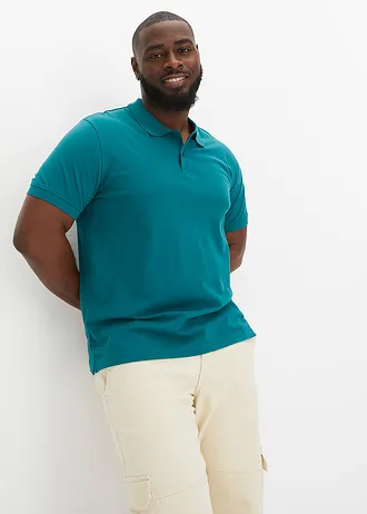 Pólo tričko z piké z čisté organické bavlny, barva: petrolejová