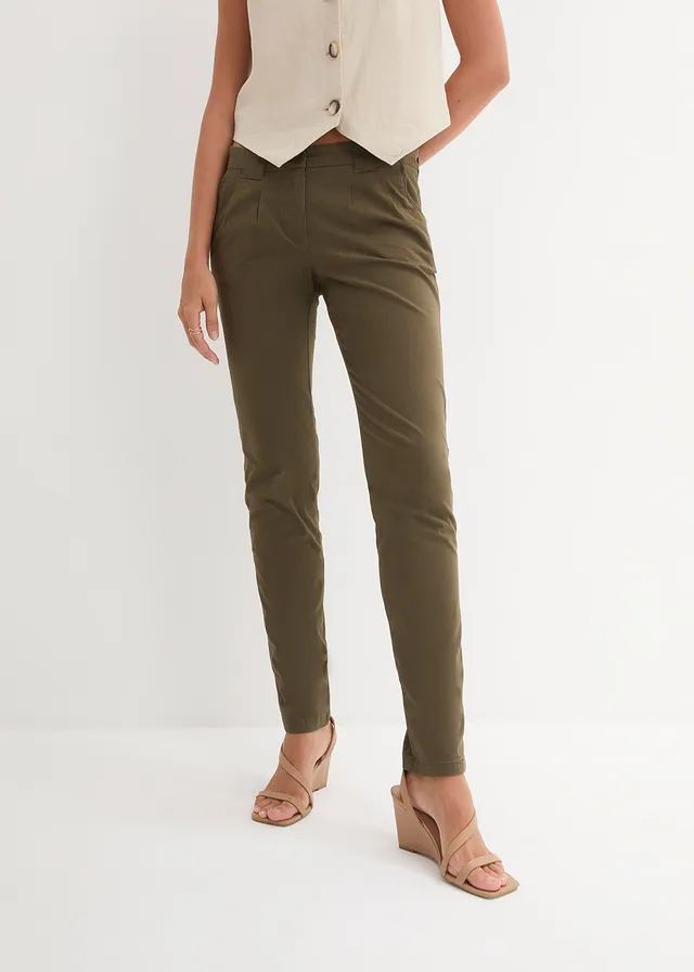 Pantalon chino extensible, Couleur: olive foncé