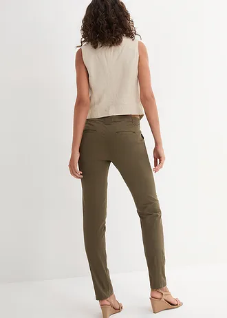 Stretch chino, Kleur: donkerolijfgroen