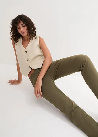 Stretch chino • donkerolijfgroen • bonprix online shop