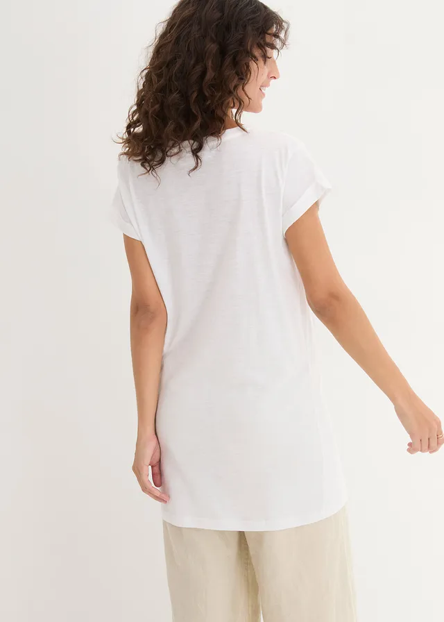 T-shirt long 100% coton • blanc • product-page.page-title-suffix