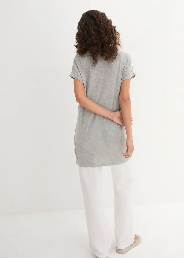 T-shirt long 100% coton • gris clair chiné • product-page.page-title-suffix