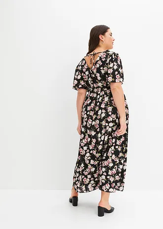 Maxi jurk met bloemenprint, Kleur: zwart gebloemd