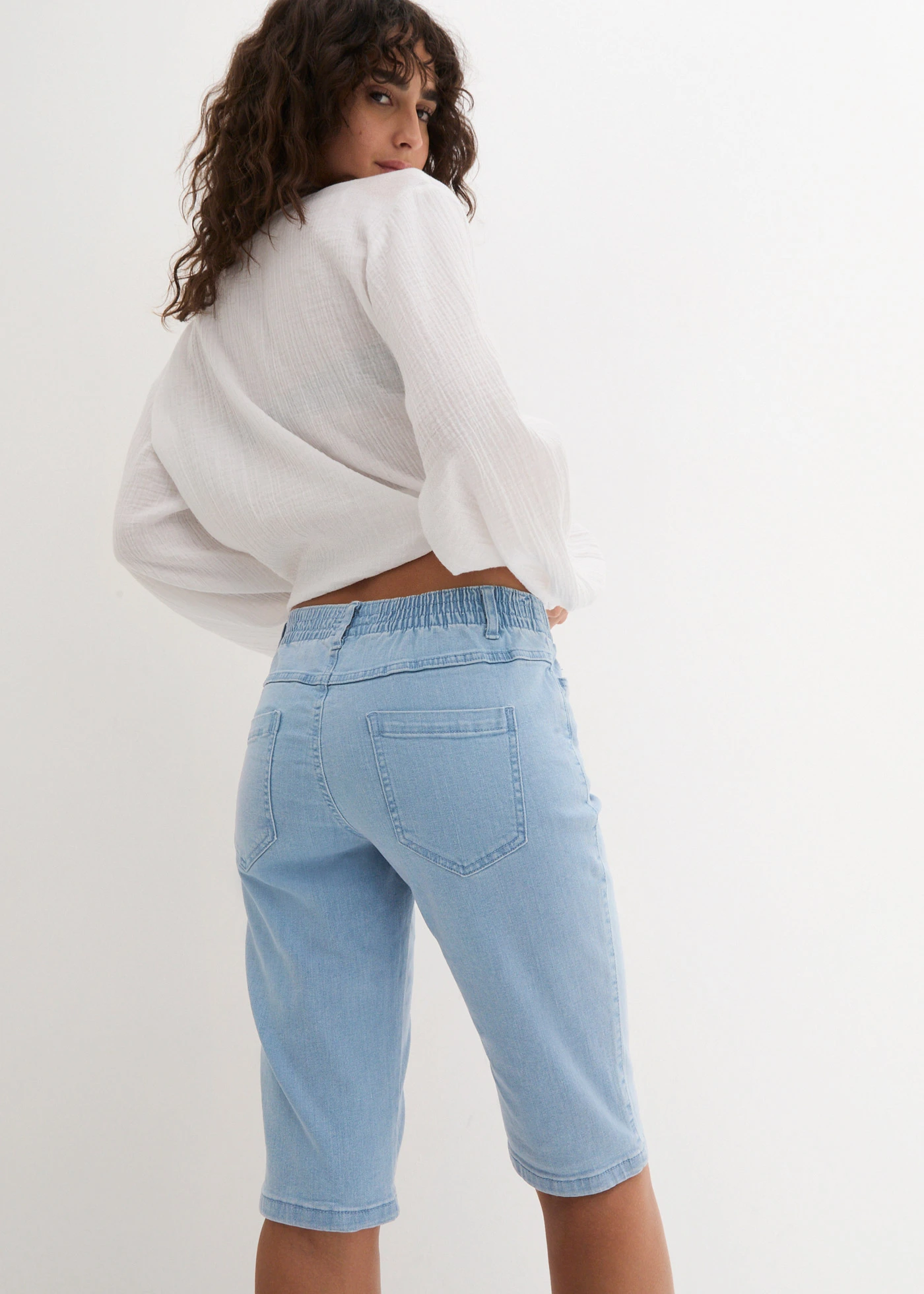Stretchbermuda (set van 2) • zwart - lichtblauw denim • bonprix online shop