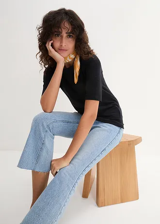 T-shirt col bateau 100% coton • noir • Boutique bonprix