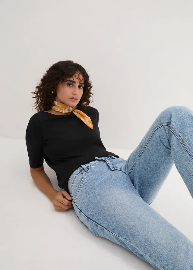 Shirt met boothals, halflange mouw • zwart • product-page.page-title-suffix