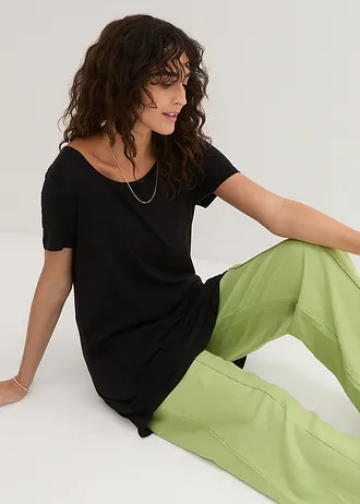 Dlouhé tričko z měkké viskózy • černá • bonprix obchod