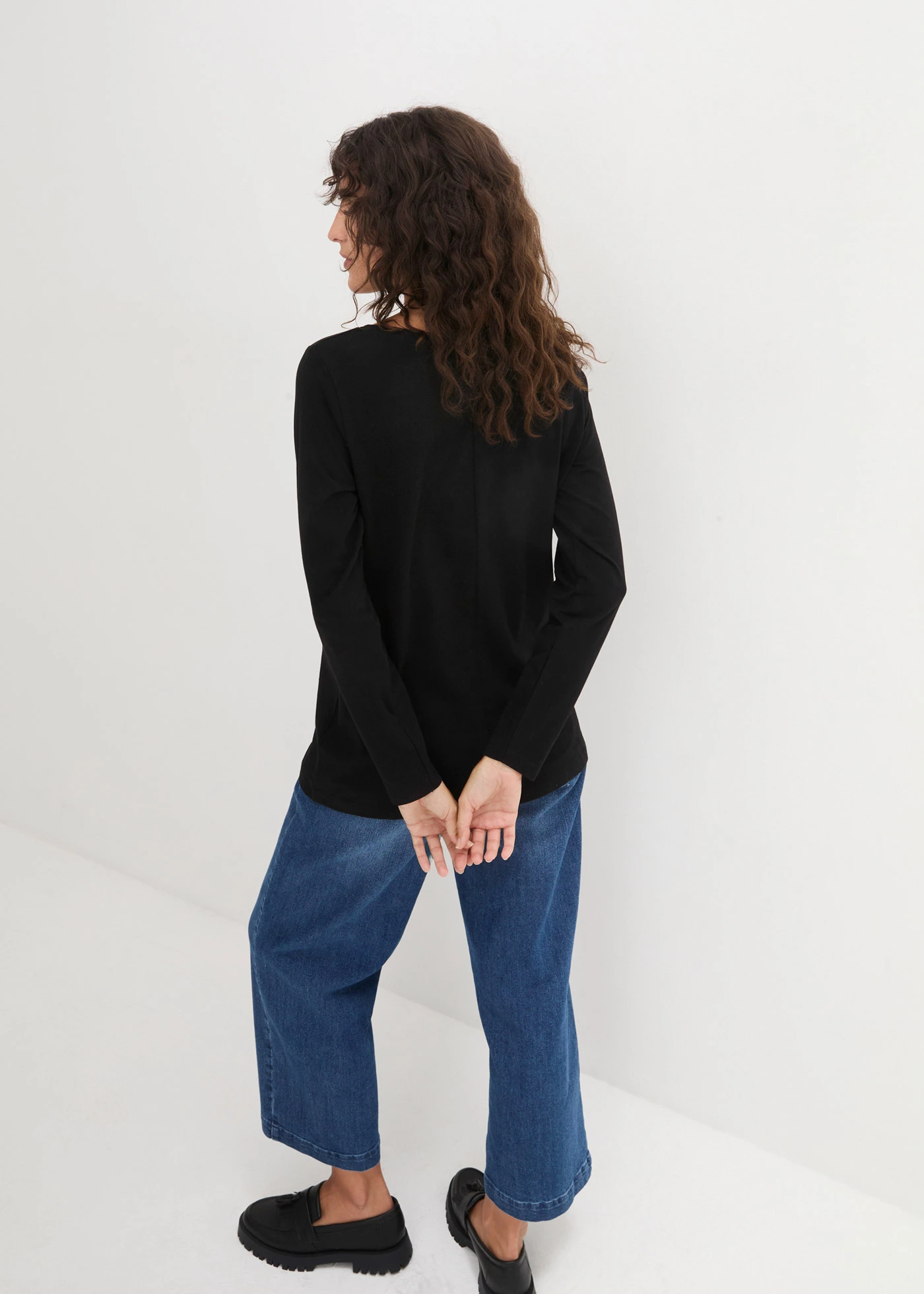 Triko s dlouhým rukávem, z čisté organické bavlny • černá • bonprix obchod