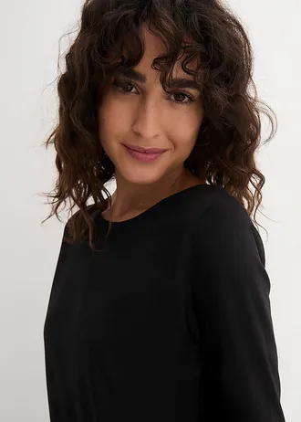 Triko s dlouhým rukávem, z čisté organické bavlny • černá • bonprix obchod