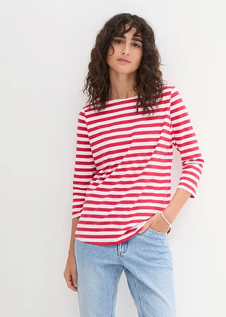 Shirt met boothals • rood-wit gestreept • bonprix online shop