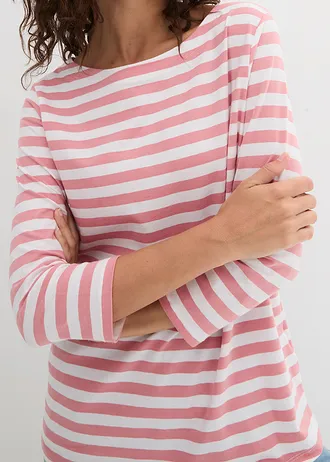 Shirt met boothals • rookroze-wit gestreept • bonprix online shop