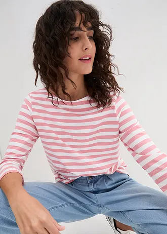 Shirt met boothals • rookroze-wit gestreept • bonprix online shop