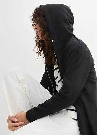 Dlouhá mikina s kapsami na zip • černá • bonprix obchod