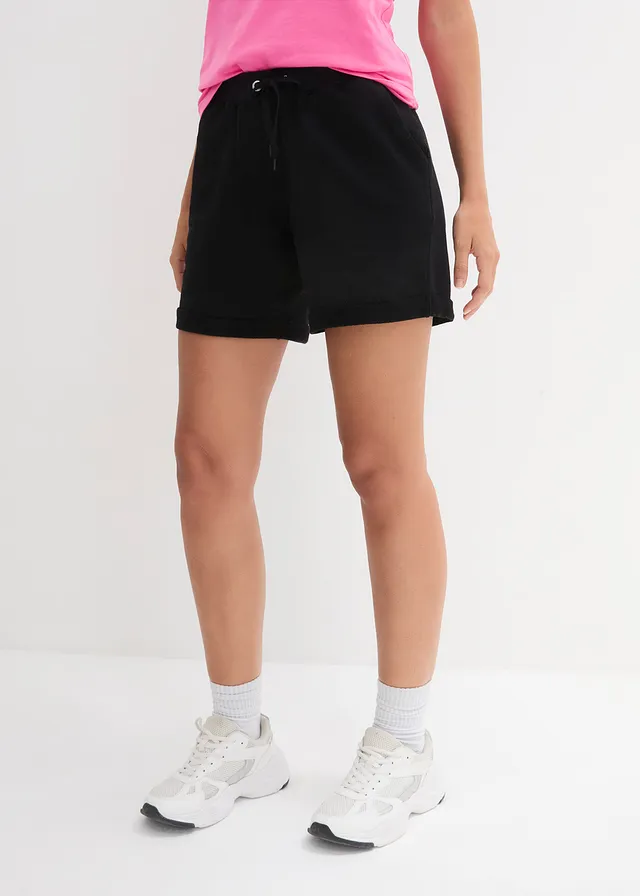 Sweat short van puur katoen, Kleur: zwart