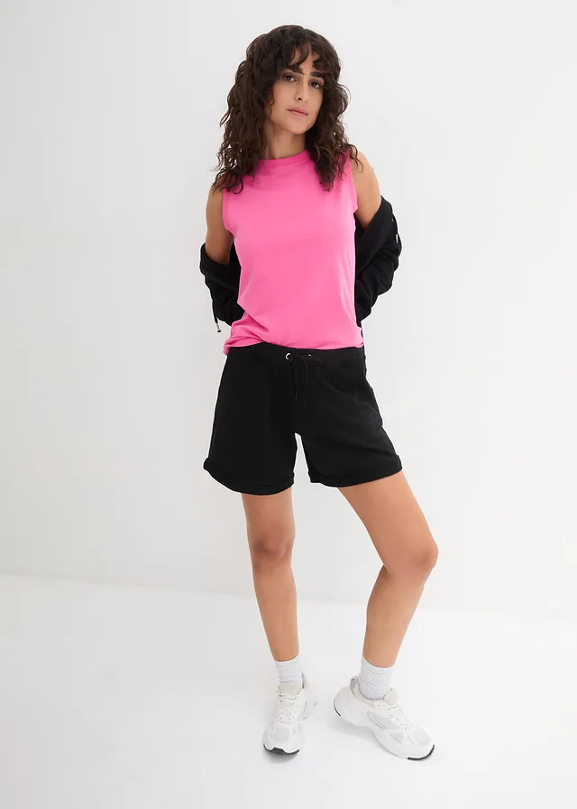 Sweat short van puur katoen, Kleur: zwart