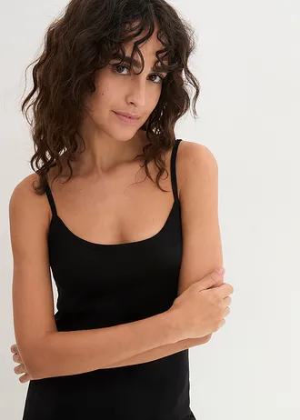 Maiou cu bretele subțiri din bumbac 100% (set/3 buc.) • negru • magazin bonprix