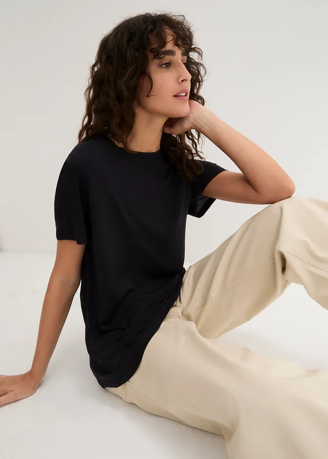 T-shirt long en viscose douce • noir • product-page.page-title-suffix