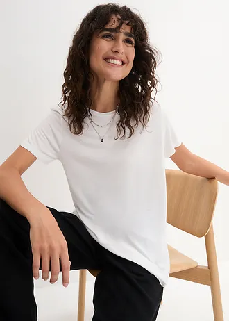 Longshirt van zachte viscose • wit • bonprix online shop