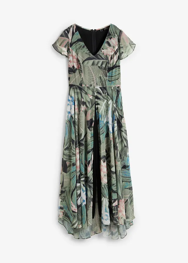 Jumpsuit met grand foulard van chiffon • olijfgroen-zwart • bonprix online shop