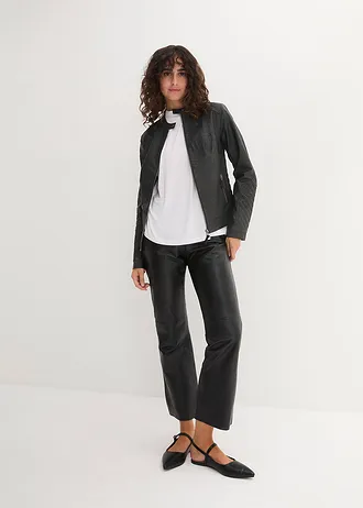 Motorkářská bunda z umělé kůže, barva: černá