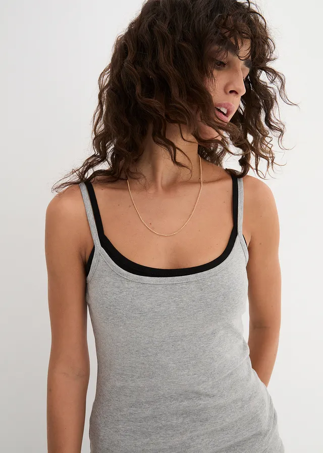 Lot de 3 tops à bretelles spaghetti 100% coton • blanc+gris clair chiné+noir • product-page.page-title-suffix