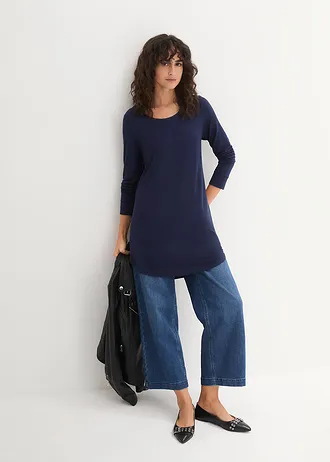 Longshirt met lange mouwen, Kleur: donkerblauw