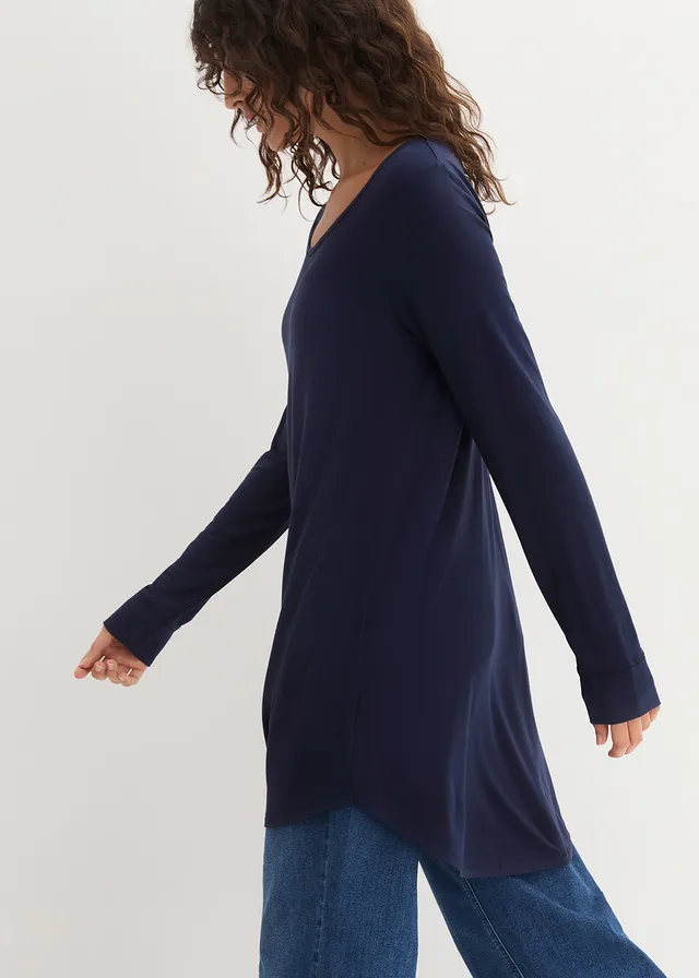 T-shirt viscose long, manches longues • bleu foncé • product-page.page-title-suffix