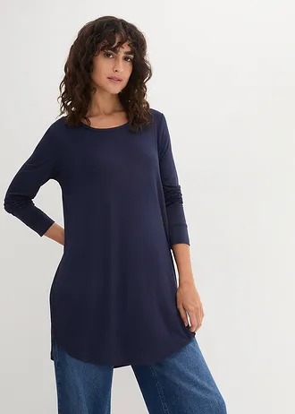 Longshirt met lange mouwen, Kleur: donkerblauw