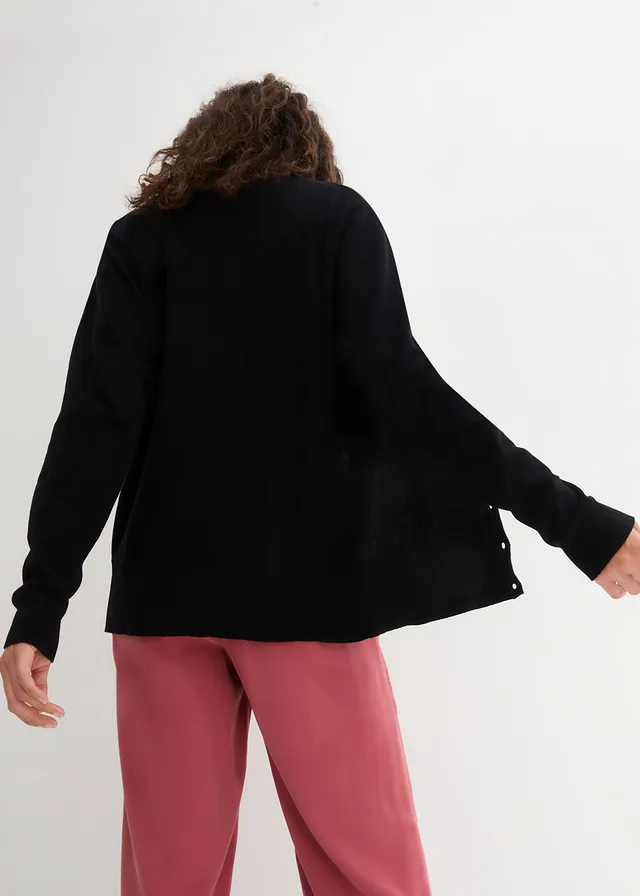 Basic vest met knoopsluiting, Kleur: zwart