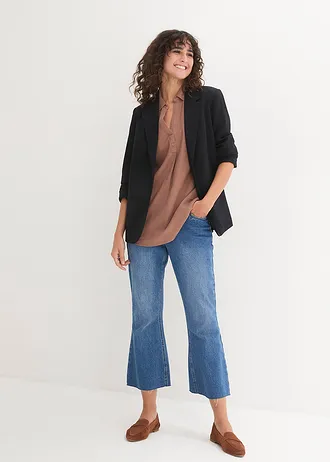 Halenka se lnem, 3/4 rukáv • kaštanově hnědá • bonprix obchod