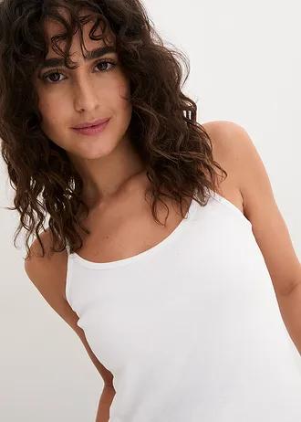 Maiou cu bretele subțiri din bumbac 100% (set/3 buc.) • alb • magazin bonprix