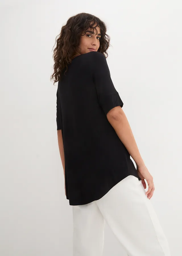 Longshirt van zachte viscose, Kleur: zwart