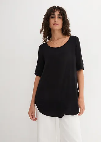 T-shirt long et doux en viscose • noir • Boutique bonprix