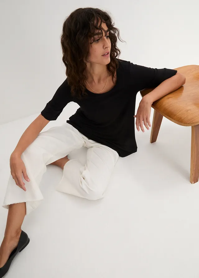 T-shirt long et doux en viscose • noir • product-page.page-title-suffix