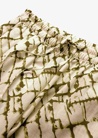 Široké kalhoty s potiskem • tmavě mechová/přírodní s potiskem • bonprix obchod