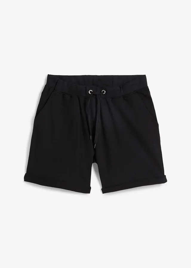Sweat short van puur katoen, Kleur: zwart
