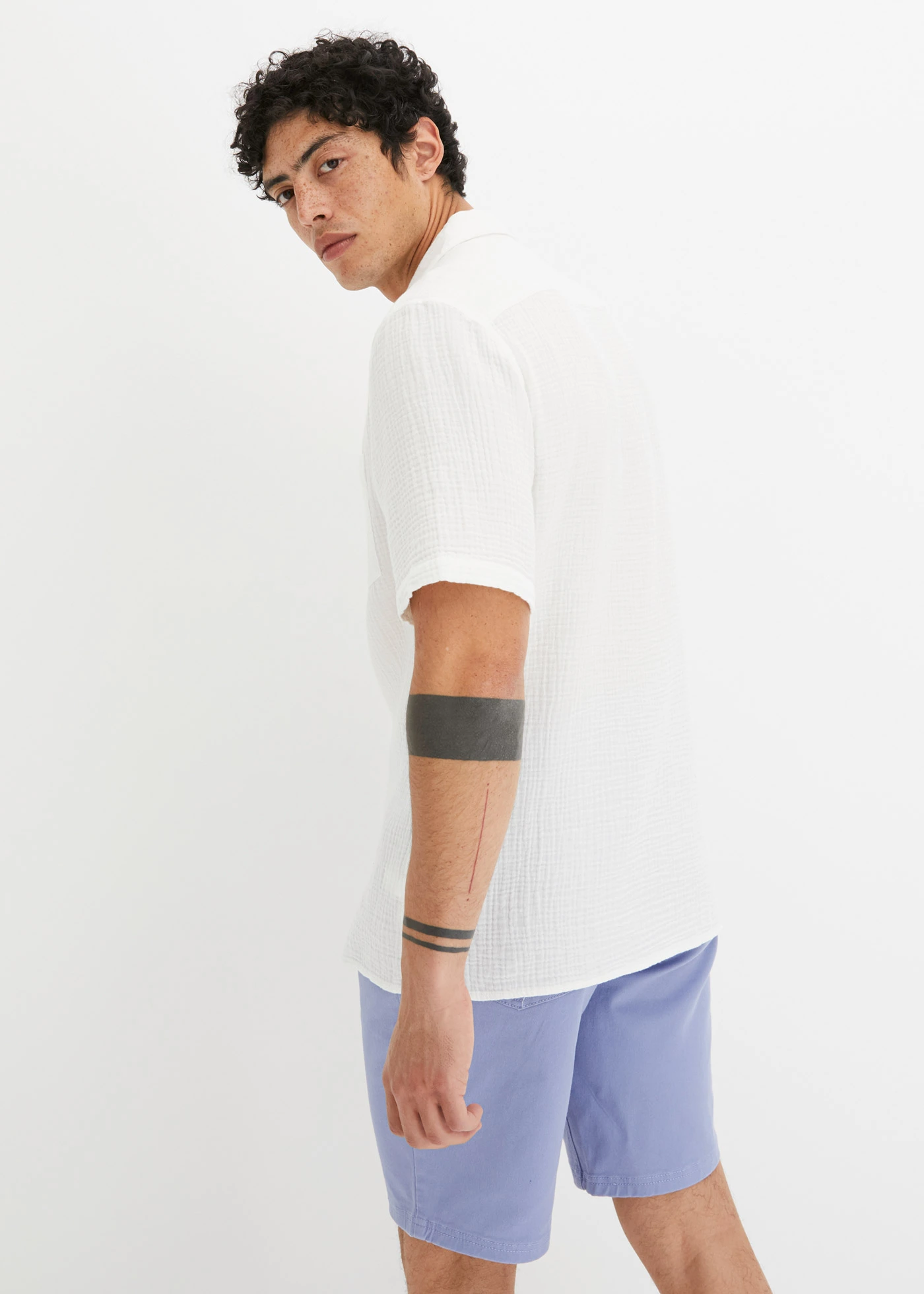 Muszlin rövid ujjú ing • gyapjúfehér • bonprix áruház