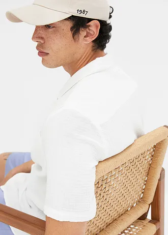 Mušelínová košile s krátkým rukávem, z čisté bavlny • přírodní bílá • bonprix obchod