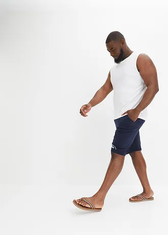 Bermuda en jersey 100% coton, Couleur: bleu foncé imprimé