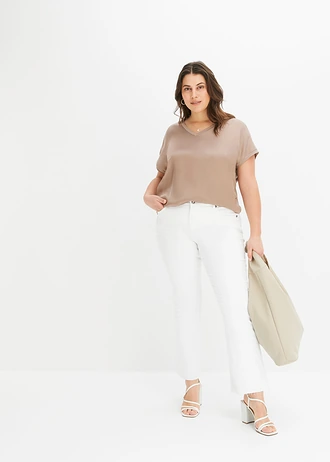 Shirt in een viscosemix • taupe plus size • bonprix online shop
