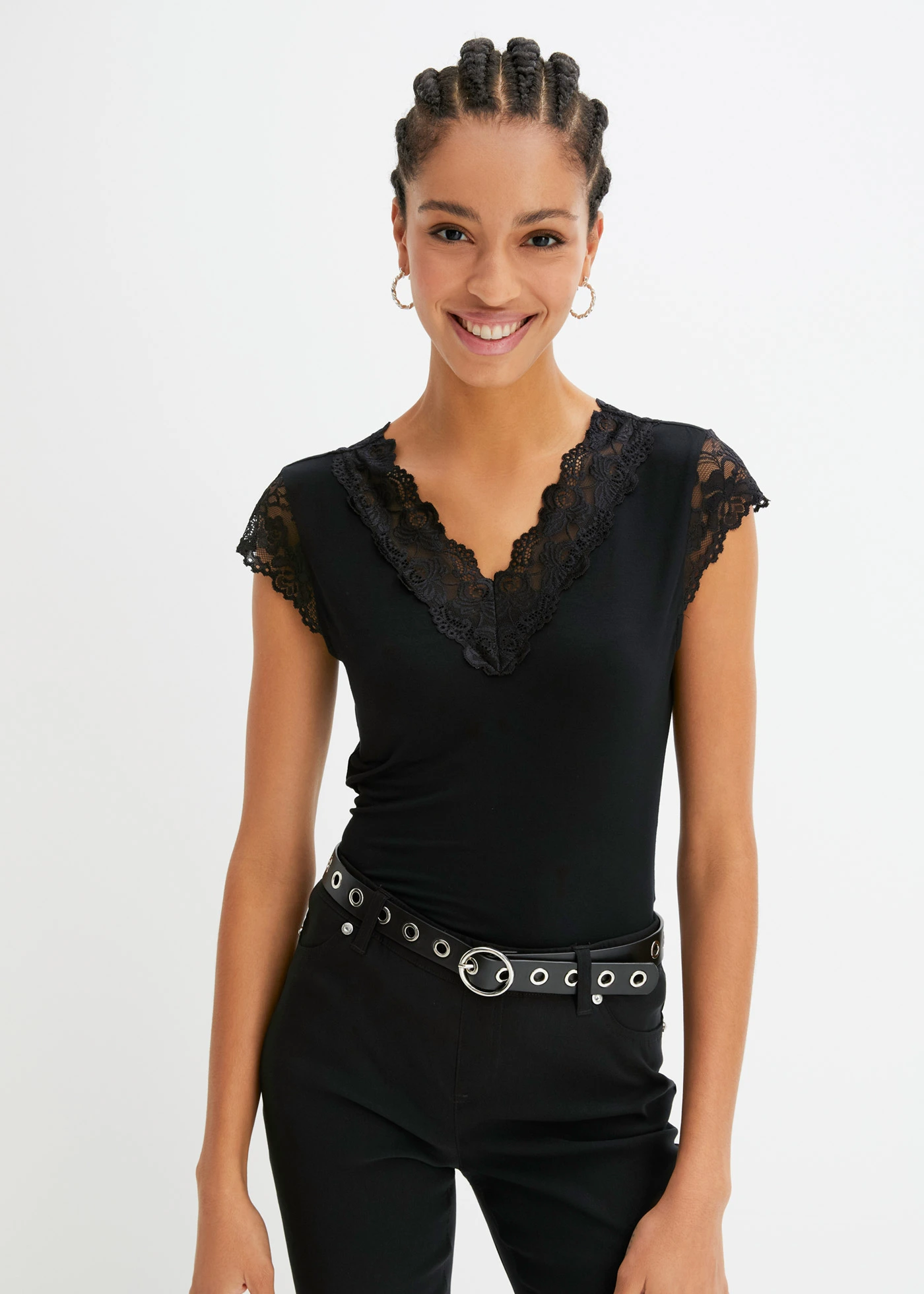 T-shirt doux en viscose extensible • noir • Boutique bonprix