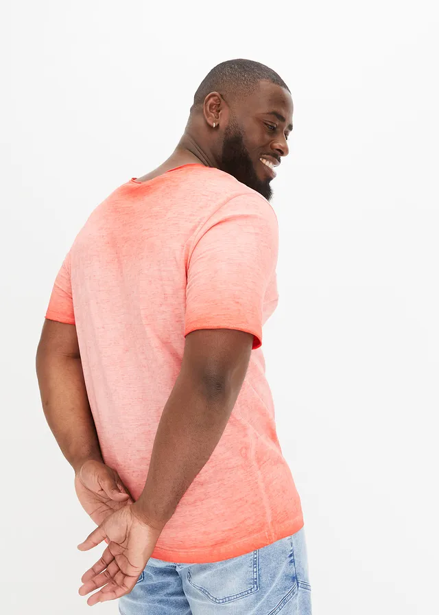 T-shirt 100% coton, aspect délavé, Couleur: capucine used