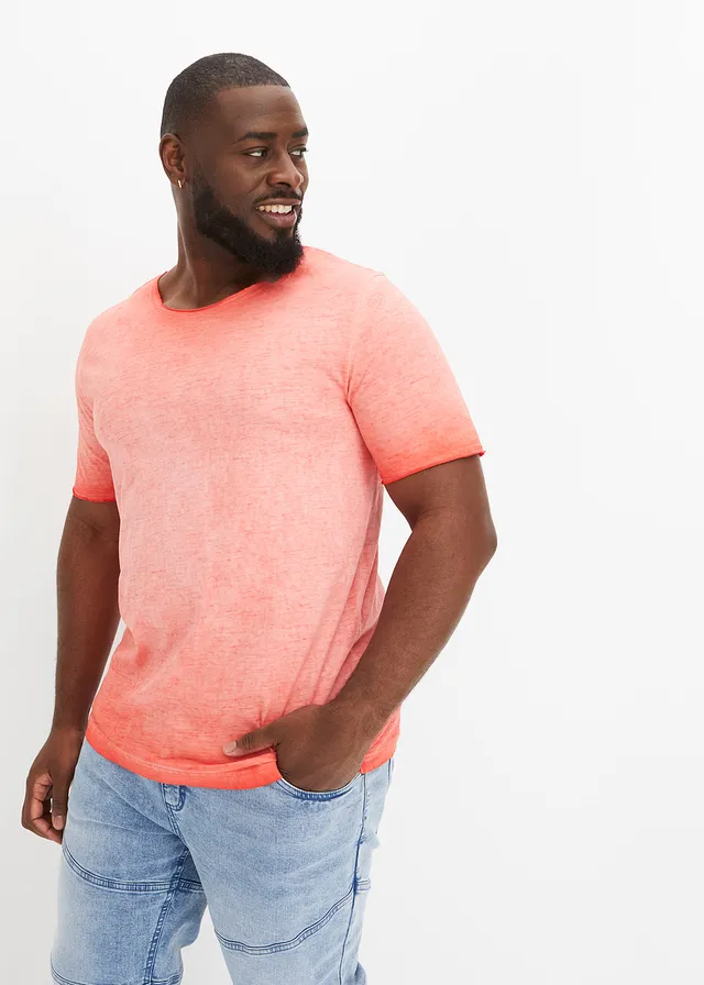 T-shirt 100% coton, aspect délavé, Couleur: capucine used