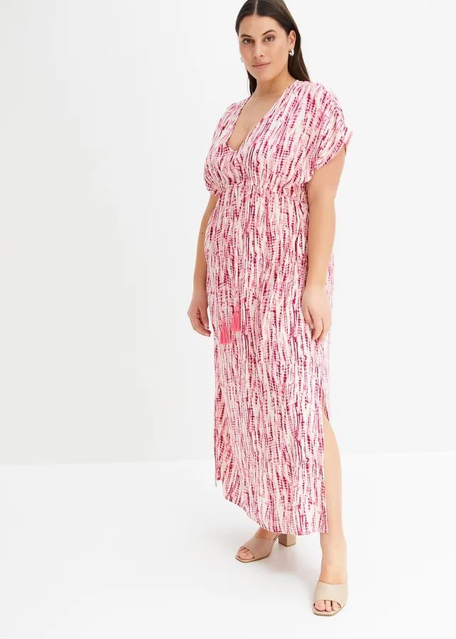 Robe longue à imprimé batik, Couleur: violet/écru imprimé